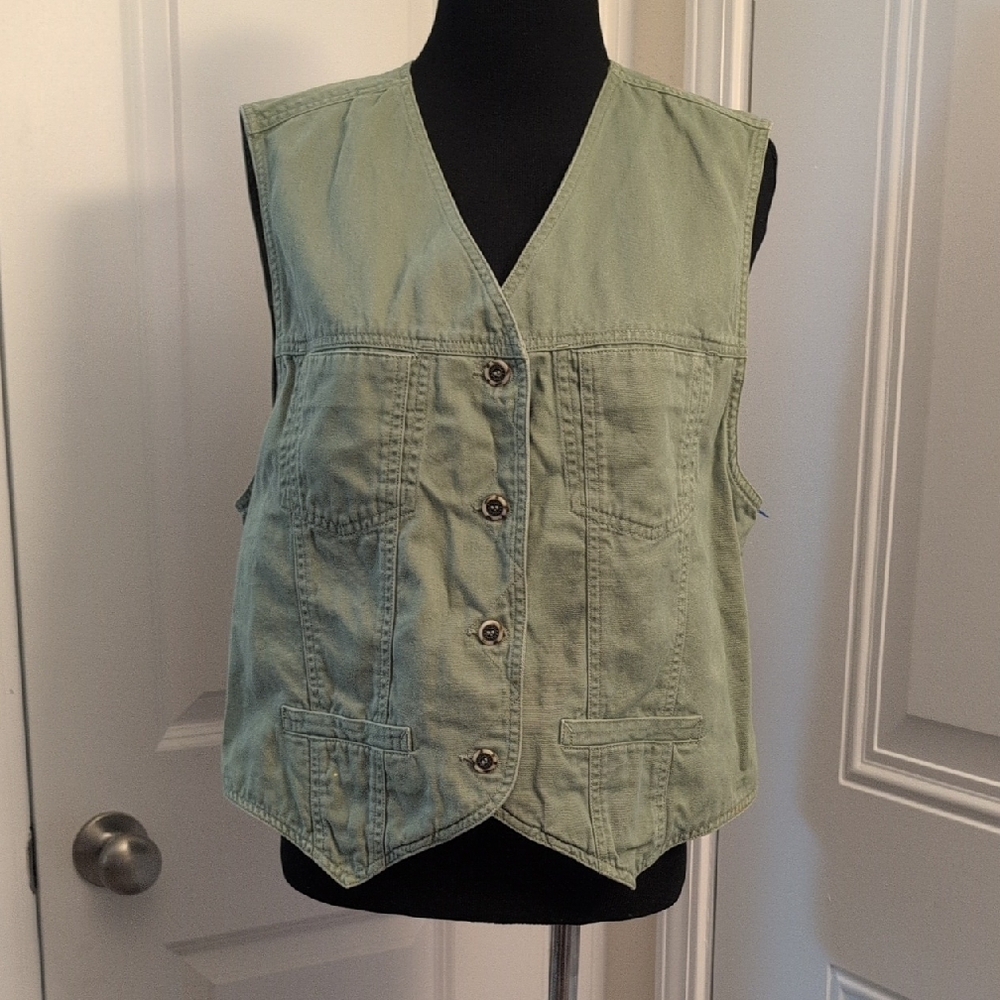 Green Button-Up Women's Vest